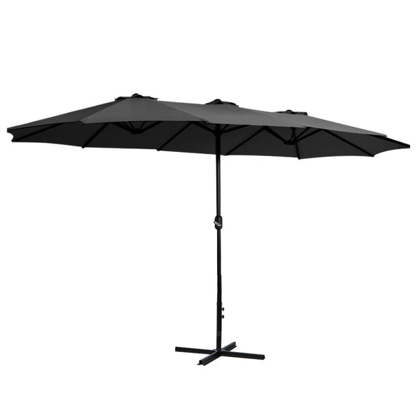 Patio Umbrellas Instahut Outdoor Umbrella Twin Umbrellas Beach Garden Stand Base Sun Shade 4.57M