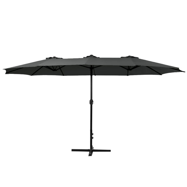 Patio Umbrellas Instahut Outdoor Umbrella Twin Umbrellas Beach Garden Stand Base Sun Shade 4.57M