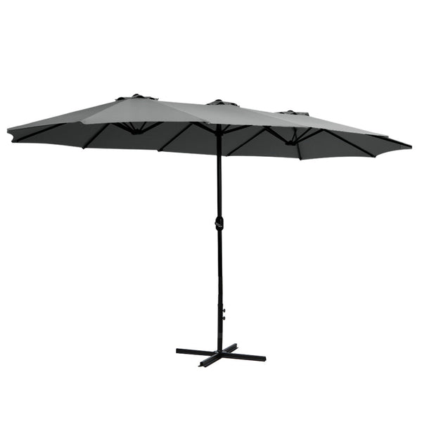 Patio Umbrellas Instahut Outdoor Umbrella Twin Umbrellas Beach Stand Garden Base Sun Patio 4.57M