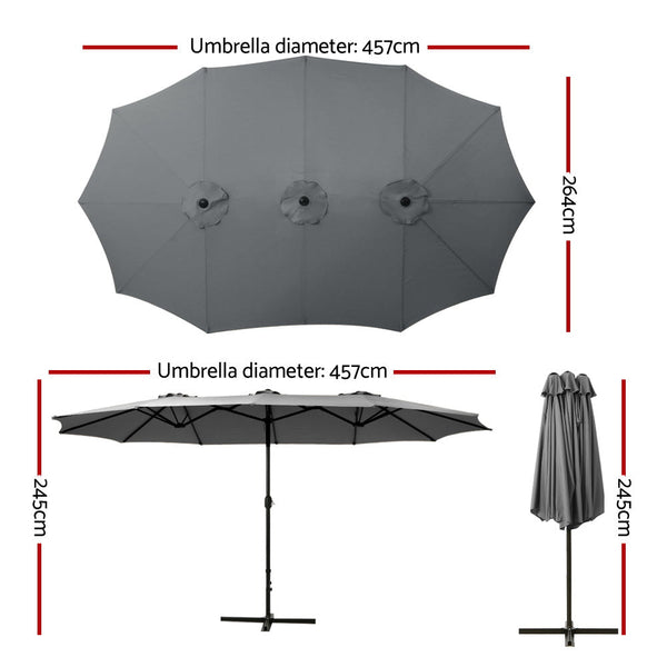 Patio Umbrellas Instahut Outdoor Umbrella Twin Umbrellas Beach Stand Garden Base Sun Patio 4.57M