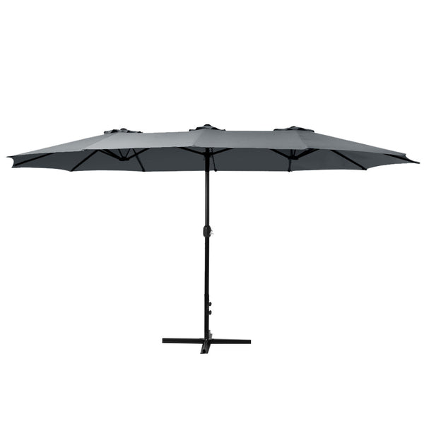 Patio Umbrellas Instahut Outdoor Umbrella Twin Umbrellas Beach Stand Garden Base Sun Patio 4.57M