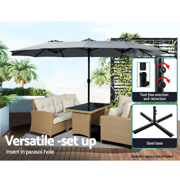 Patio Umbrellas Instahut Outdoor Umbrella Twin Umbrellas Beach Stand Garden Base Sun Patio 4.57M