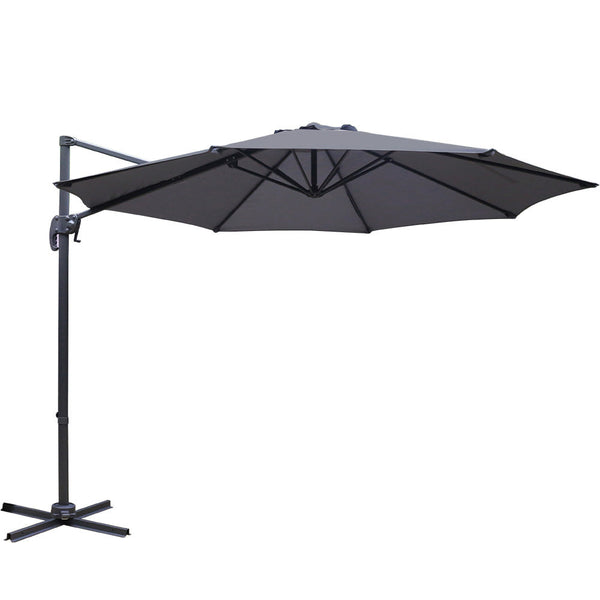 Patio Umbrellas Instahut Outdoor Umbrella 3M Roma Cantilever Beach Furniture Garden 360 Degree Charcoal