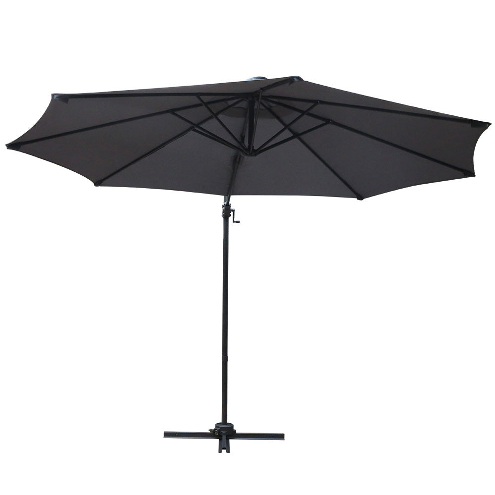 Patio Umbrellas Instahut Outdoor Umbrella 3M Roma Cantilever Beach Furniture Garden 360 Degree Charcoal