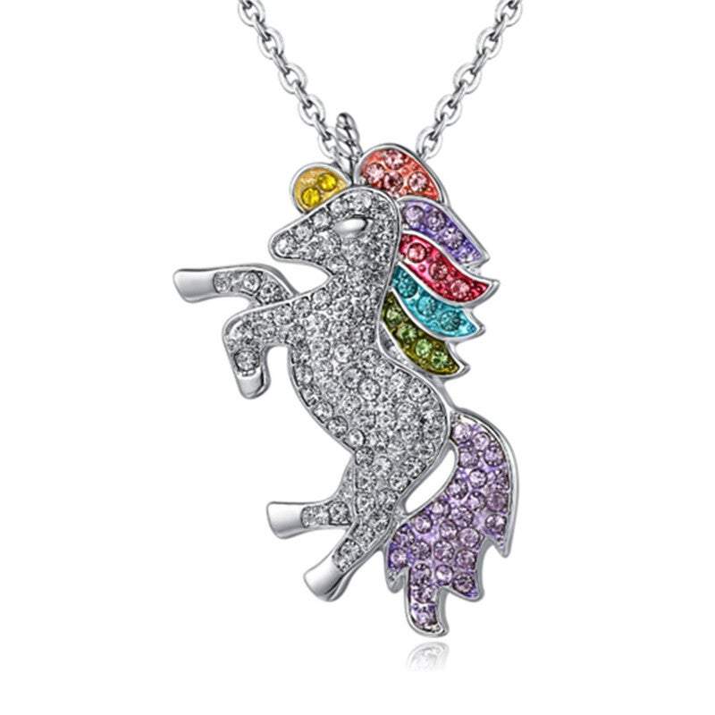 Necklaces & Pendants Necklaces Unicorn Silver Tone Little Princess Rainbow Pendant Girl Ladies Fashion