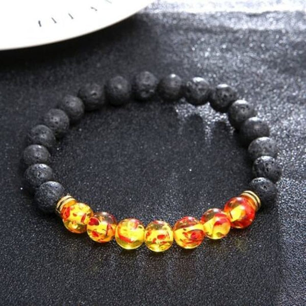 Bracelets Unisex 8Mm Volcanic Stone Beaded Bracelet Blackorange