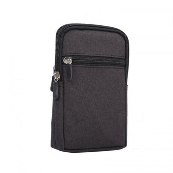 Universal Denim Leather Cell Phone Bag Belt Clip Pouch Waist Purse Case Cover For All Smartphone Below 6.3 Inch Black