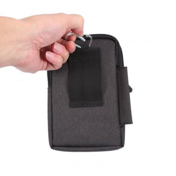 Universal Denim Leather Cell Phone Bag Belt Clip Pouch Waist Purse Case Cover For All Smartphone Below 6.3 Inch Black