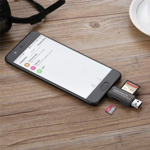 Memory Card Readers & Adapters Universal Micro Usb Multifunction Card Reader 2 In 1 2.0 Connectors Sd Tf Jet Black