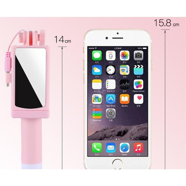 Selfie Sticks Universal Mini Selfie Stick Handheld Smart Phone Camera Pink