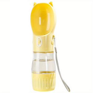 Dishes, Feeders & Fountains Yellow Portable Dog Water Bottle With Built In Bowl Dispenser 250Ml Water180ml Food Capacity Leak Proof For Travel And Wal