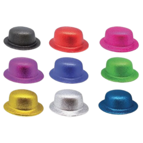 Hats Glitter Bowler Hat Fancy Party Plastic Costume Cap Fun Dress Up Sparkle