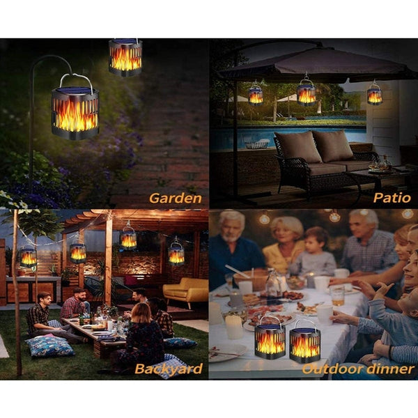 Decorative Lighting Upgraded Solar Lanterns Outdoor Hanging Ollivage Dancing Flame Torch Lights Powered Umbrella Night 4 Pack