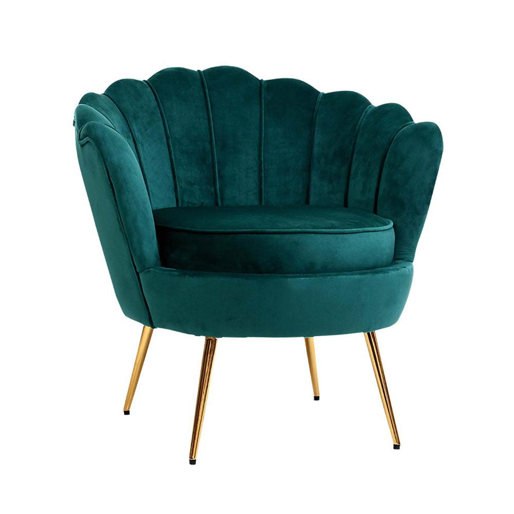 Sofas, Armchairs & Couches Artiss Armchair Lounge Chair Accent Armchairs Retro Single Sofa Velvet Shell Back Seat Green