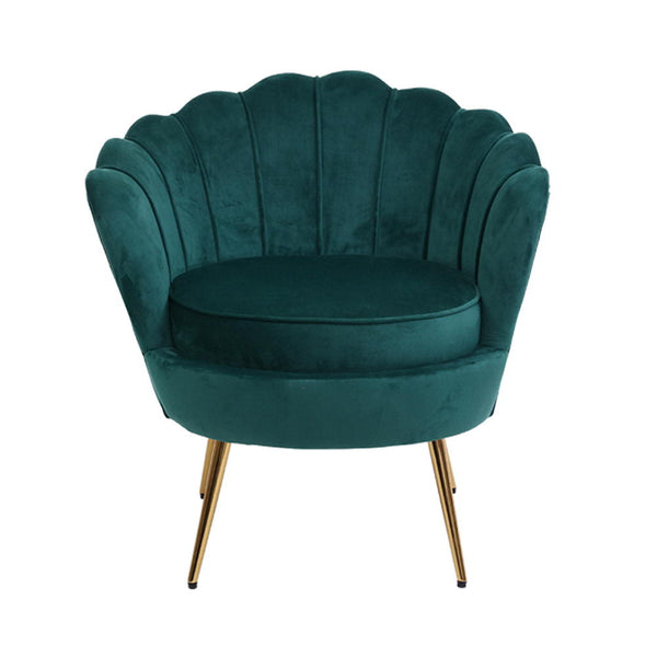 Sofas, Armchairs & Couches Artiss Armchair Lounge Chair Accent Armchairs Retro Single Sofa Velvet Shell Back Seat Green