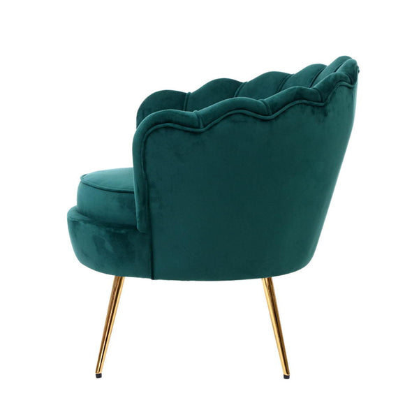 Sofas, Armchairs & Couches Artiss Armchair Lounge Chair Accent Armchairs Retro Single Sofa Velvet Shell Back Seat Green