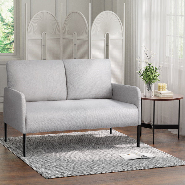 Sofas, Armchairs & Couches Artiss Armchair 2 Seater Sofa Accent Chair Loveseat Grey Linen Fabric Metal Leg