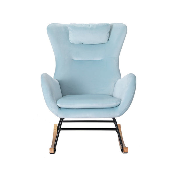 Chairs Artiss Rocking Chair Velvet Armchair Feeding Blue