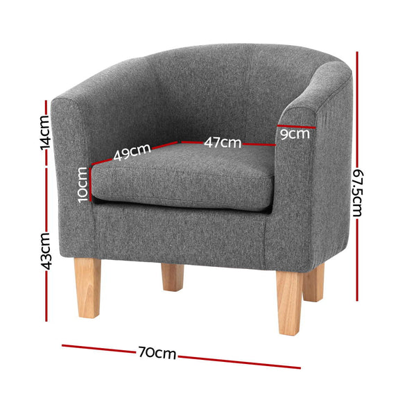 Sofas, Armchairs & Couches Artiss Abby Fabric Armchair Grey