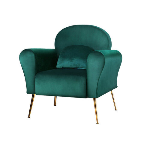 Sofas, Armchairs & Couches Artiss Armchair Lounge Chair Accent Armchairs Chairs Sofa Green Cushion Velvet