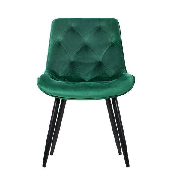 Artiss Set Of 2 Starlyn Dining Chairs Kitchen Velvet Padded Seat Green