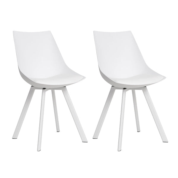 Dining Chairs Artiss Set Of 2 Lylette Cafe Pu Leather Padded Seat White