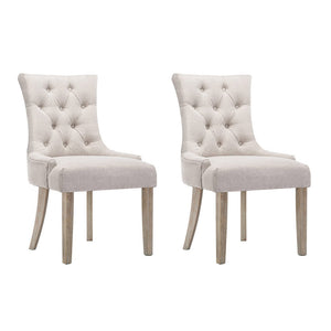 Dining Chairs Artiss Set Of 2 Dining Chair Beige Cayes French Provincial Chairs Wooden Fabric Retro Cafe