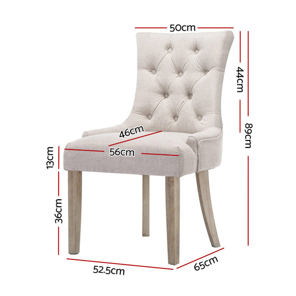 Dining Chairs Artiss Set Of 2 Dining Chair Beige Cayes French Provincial Chairs Wooden Fabric Retro Cafe