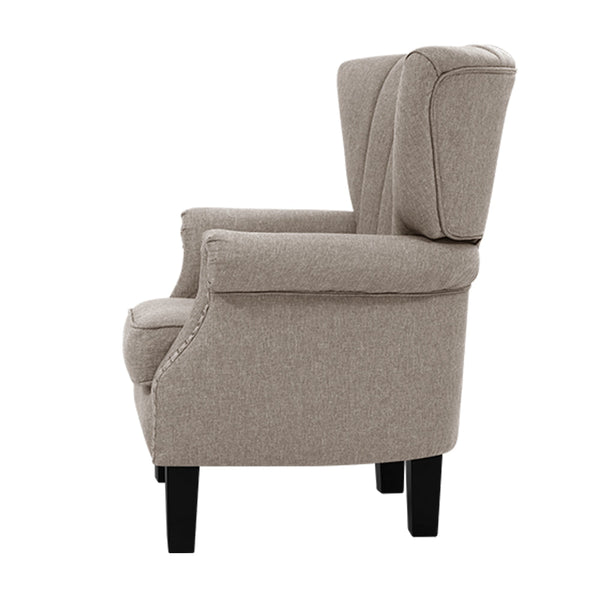 Sofas, Armchairs & Couches Artiss Armchair Lounge Chair Accent Chairs Armchairs Fabric Single Sofa Beige