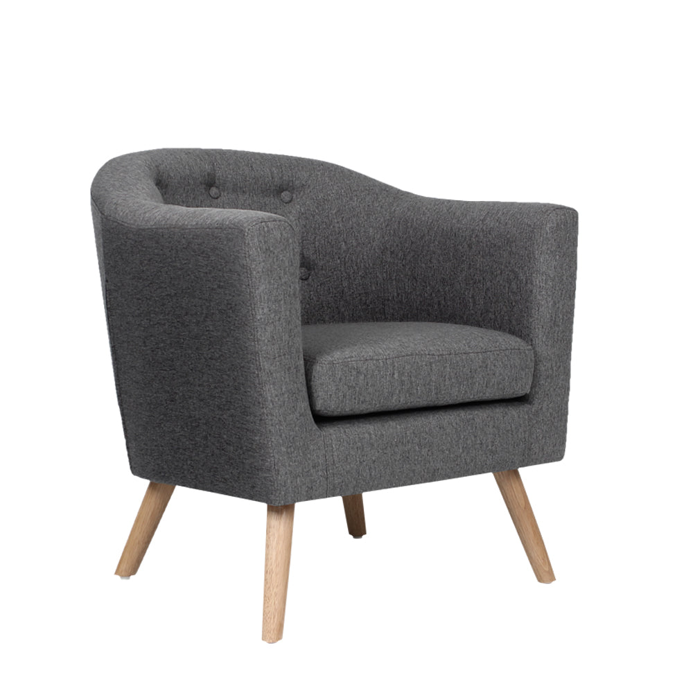 Sofas, Armchairs & Couches Artiss Adora Armchair Tub Chair Single Accent Armchairs Sofa Lounge Fabric Grey