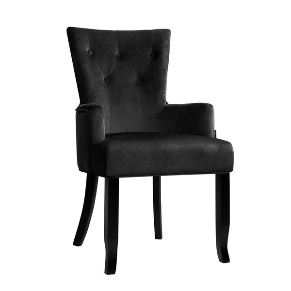 Dining Chairs Artiss French Provincial Velvet Fabric Timber Retro Black