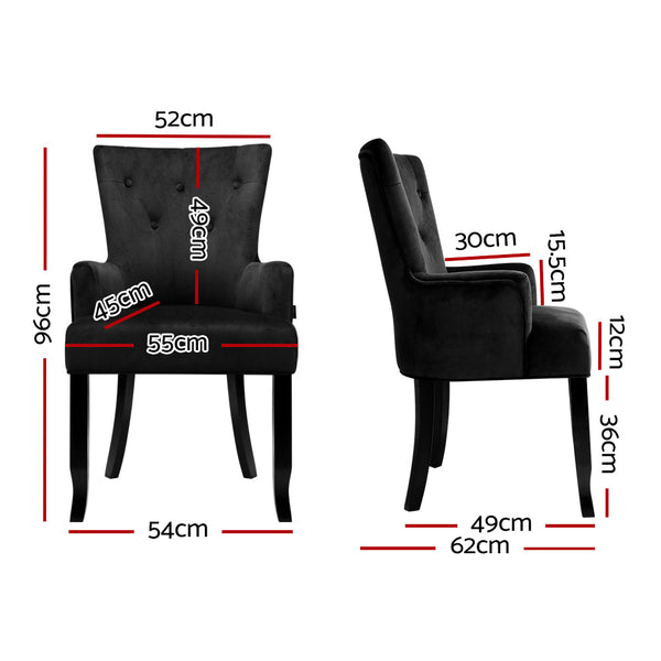 Dining Chairs Artiss French Provincial Velvet Fabric Timber Retro Black