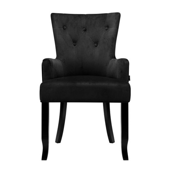 Dining Chairs Artiss French Provincial Velvet Fabric Timber Retro Black