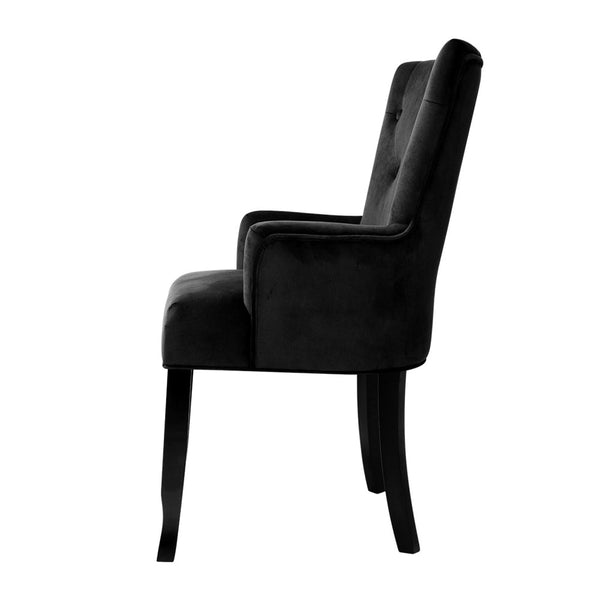 Dining Chairs Artiss French Provincial Velvet Fabric Timber Retro Black