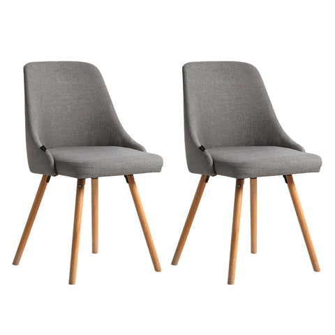 Dining Chairs Artiss Set Of 2 Replica Beech Wooden Timber Kitchen Fabric Grey