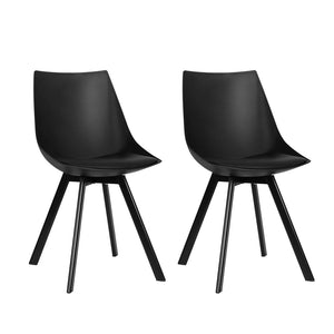 Dining Chairs Artiss Set Of 2 Lylette Cafe Pu Leather Padded Seat Black