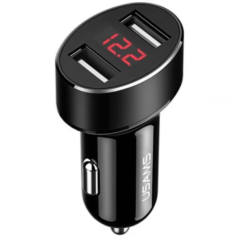 Chargers & Cradles Cc045 Dual Usb Intelligent Digital Display 2.1A Car Charger Black