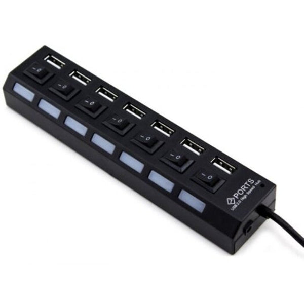 USB Cables, Hubs & Adapters Usb 2.0 7 Ports Hub With Switch Black