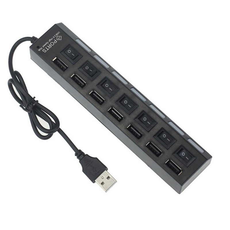 USB Cables, Hubs & Adapters 7 Ports Usb 2.0 Hub Multi Splitter No Power Adapter With Independent Switch For Pc Laptop