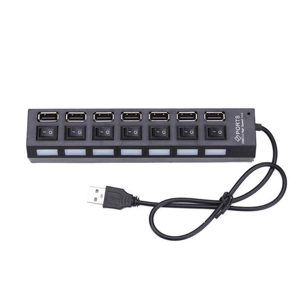 USB Cables, Hubs & Adapters 7 Ports Usb 2.0 Hub Multi Splitter No Power Adapter With Independent Switch For Pc Laptop