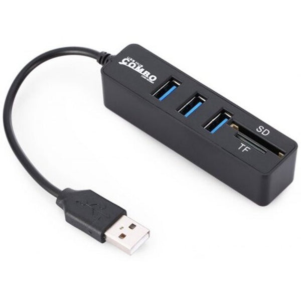 USB Cables, Hubs & Adapters Usb 2.0 Hub Splitter Combo Card Reader Black