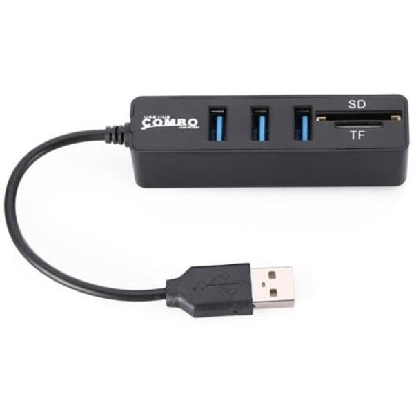 USB Cables, Hubs & Adapters Usb 2.0 Hub Splitter Combo Card Reader Black