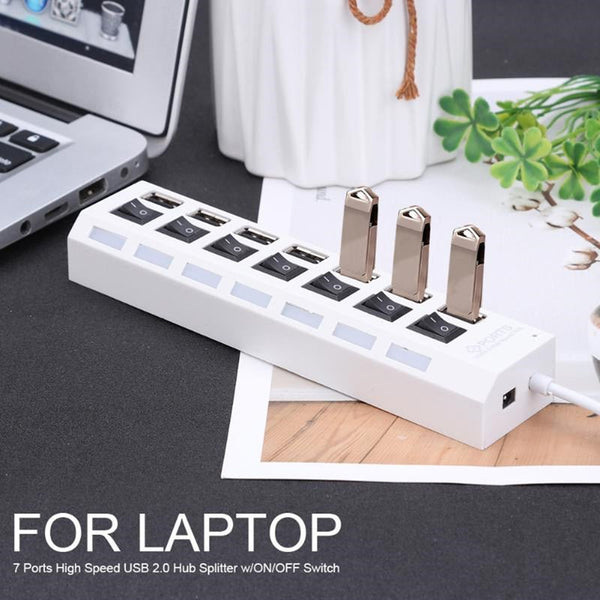 USB Cables, Hubs & Adapters Usb Hub 2.0 Multi Port 7 Cusb High Speed Connector With On Off Switch Distributor For Pc Accessories