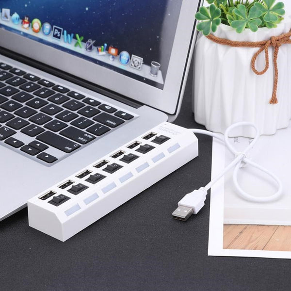 USB Cables, Hubs & Adapters Usb Hub 2.0 Multi Port 7 Cusb High Speed Connector With On Off Switch Distributor For Pc Accessories