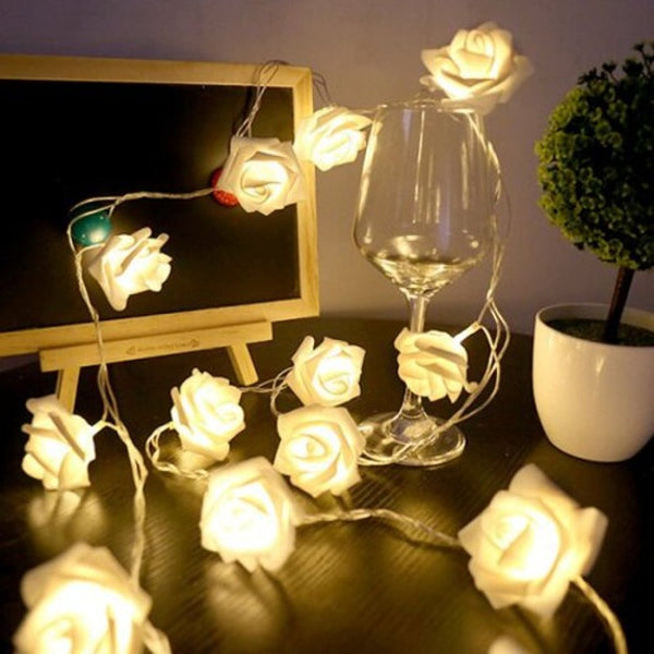 Seasonal Decorations Usb Plug In Rose Flower Decoration String Lights Led Lamp Crystal Cream