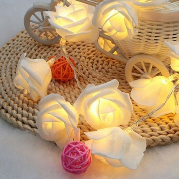 Seasonal Decorations Usb Plug In Rose Flower Decoration String Lights Led Lamp Crystal Cream