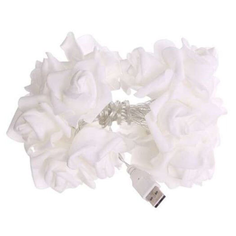 Usb Plug In Rose Flower Decoration String Lights Led Lamp Crystal Cream