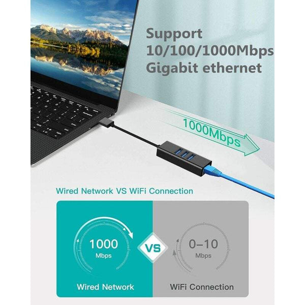 USB Cables, Hubs & Adapters Network Hubs Switches Usb To Ethernet Adapter 3 Port 3.0 Gigabit Converter Lan Wired For Ultrabooks Notebooks Tablets And