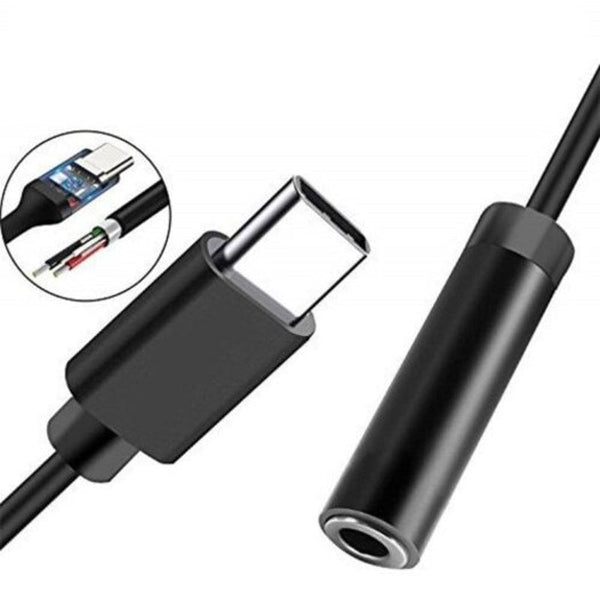 Usb Type C To 3.5Mm Stereo Audio Headphone Adapter Cable 3Pcs Black
