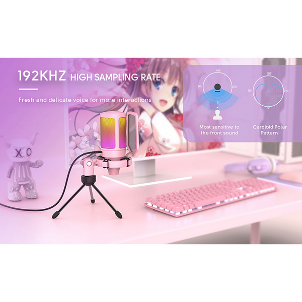 Microphones Usb Gaming Pc Microphone Streaming Podcasts Desktop Condenser Pink